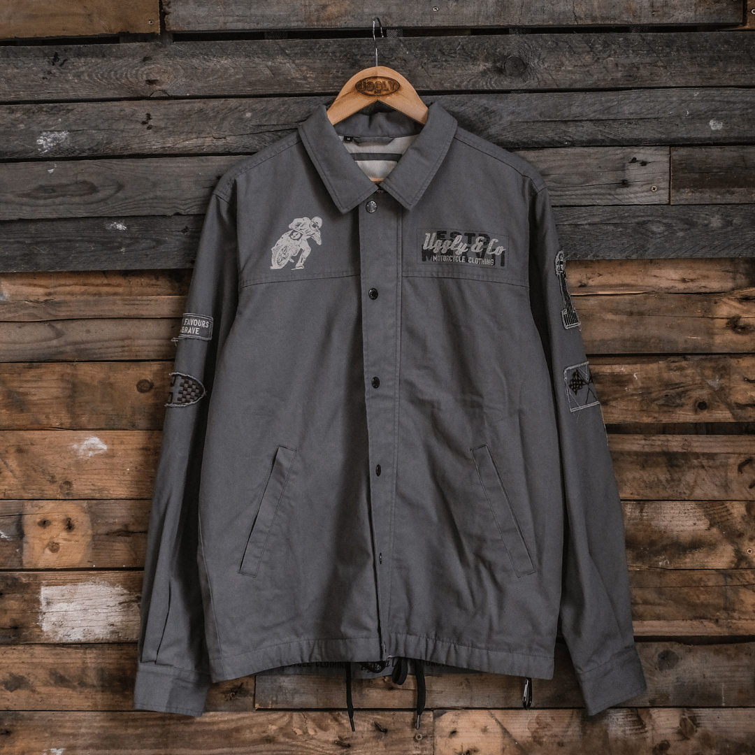 Grey Flattrack Moto Shacket by Uggly & Co