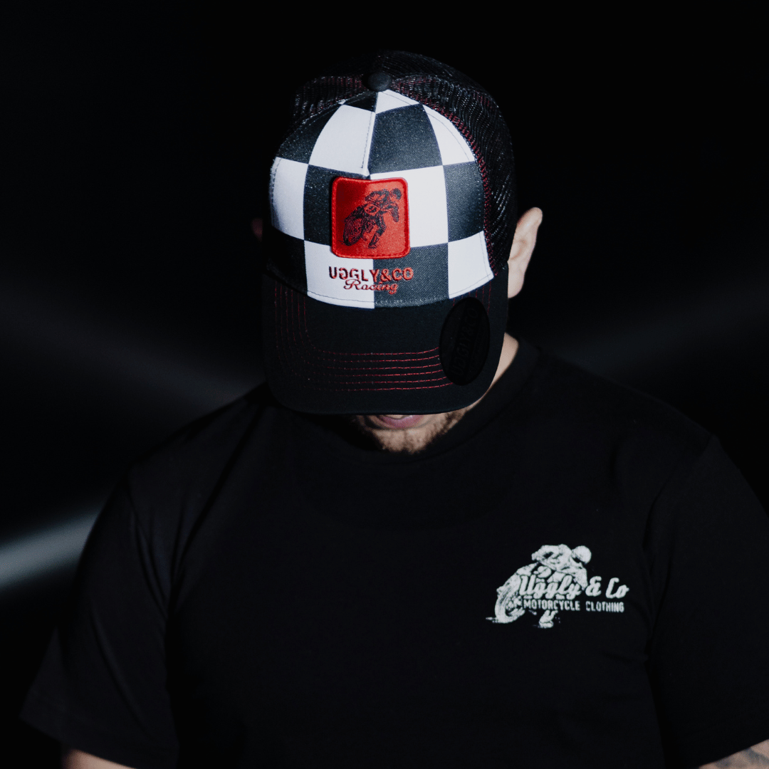 Chequered Flat Track Trucker Hat by Uggly & Co