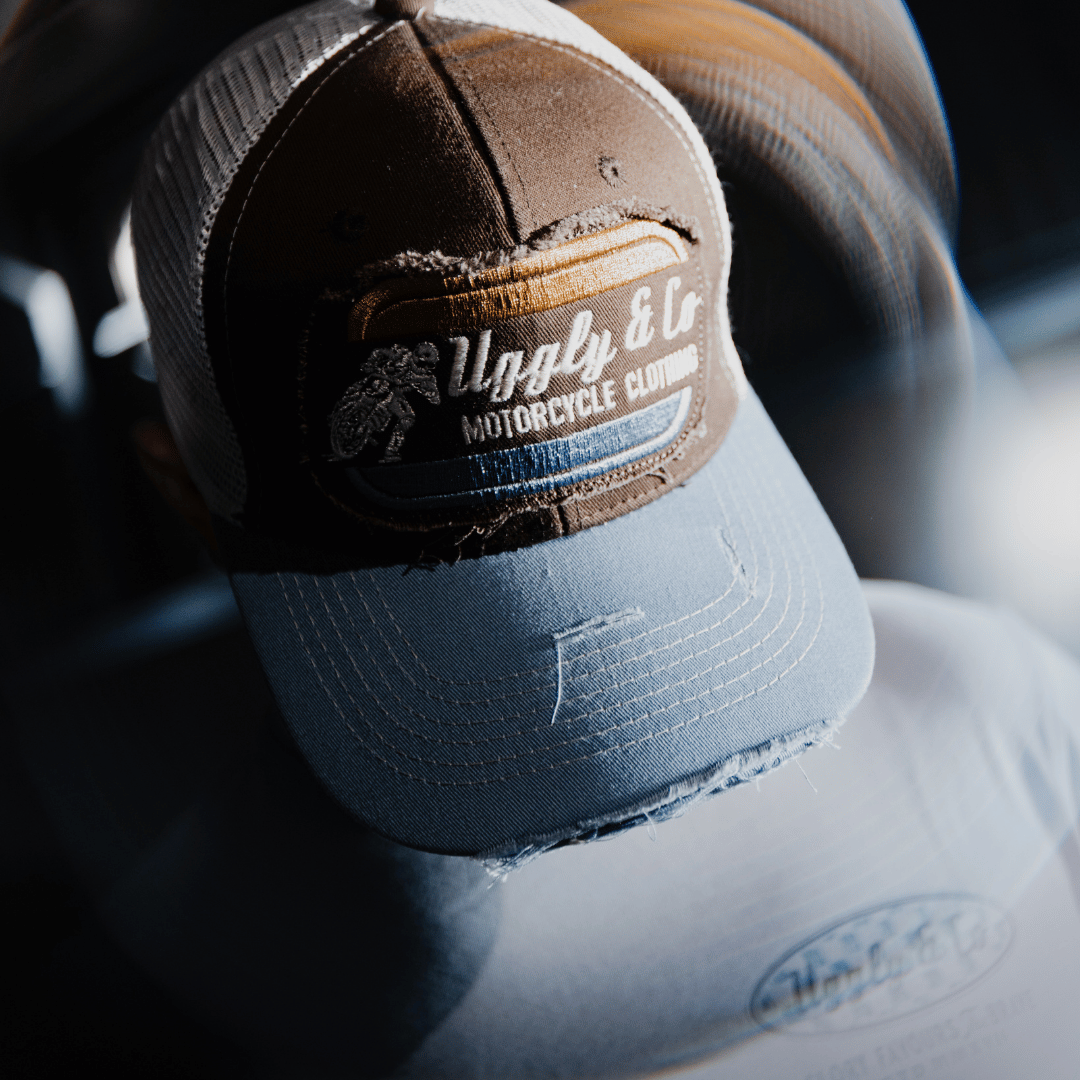 Dusty Blue Flat Track Trucker Hat by Uggly & Co