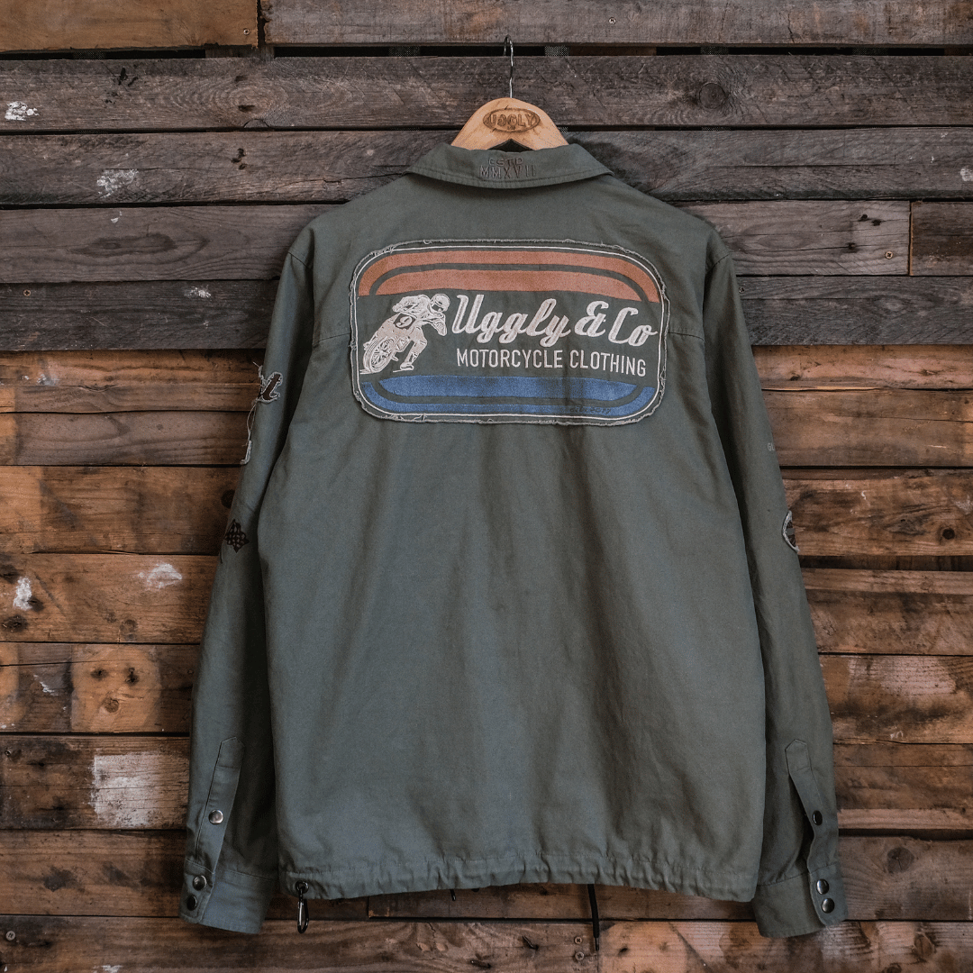 Green Flattrack Moto Shacket by Uggly & Co