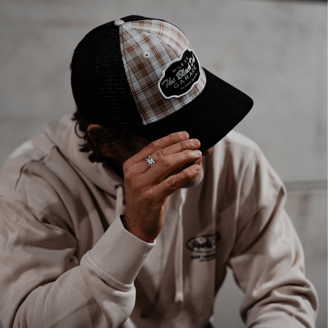 Tartan Garage Trucker Hat by Uggly & Co