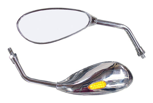 Bike It Patrol Chrome Universal Mirrors With Built In LED Indicators