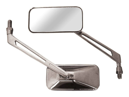 Bike It Runner Universal Rectangular Chrome Mirrors With 10mm Thread