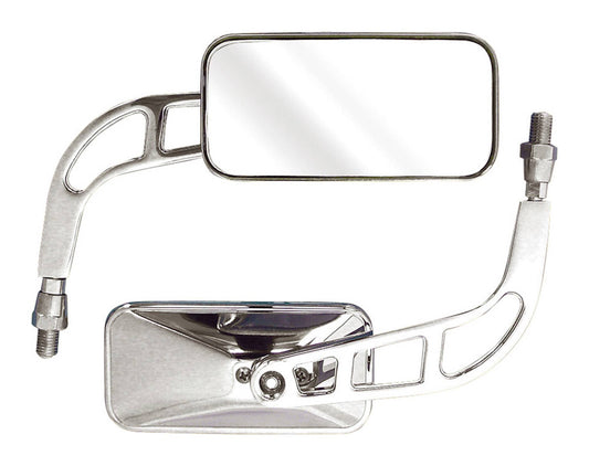 Bike It Knight Universal Rectangular Chrome Mirrors With 10mm Thread