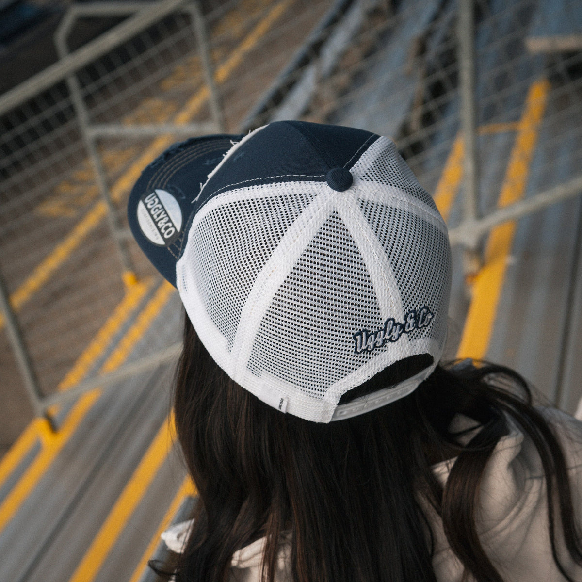 Night Blue & Gold Diamond Trucker Hat by Uggly & Co