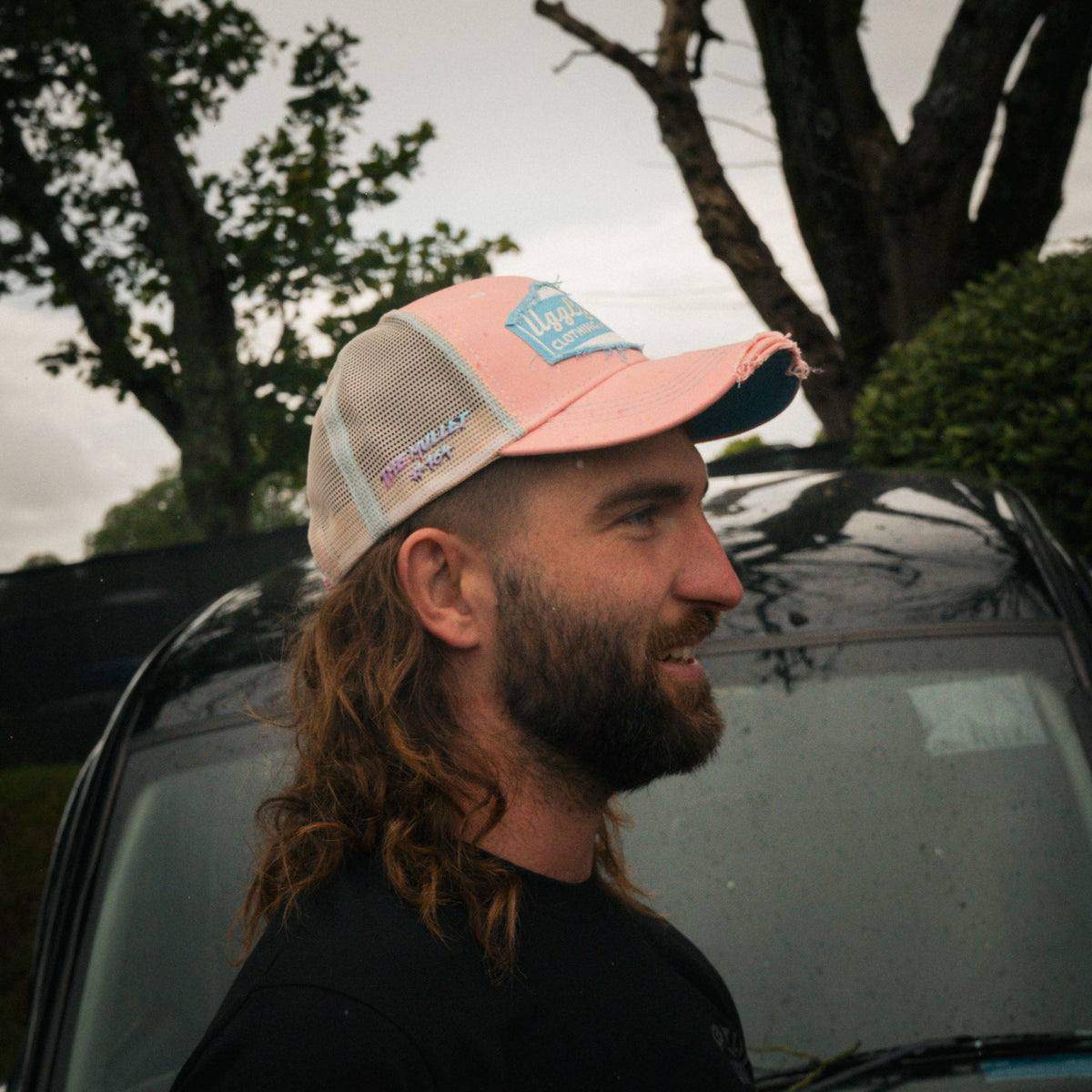 Pastel Pink & Blue Diamond Trucker Hat by Uggly & Co