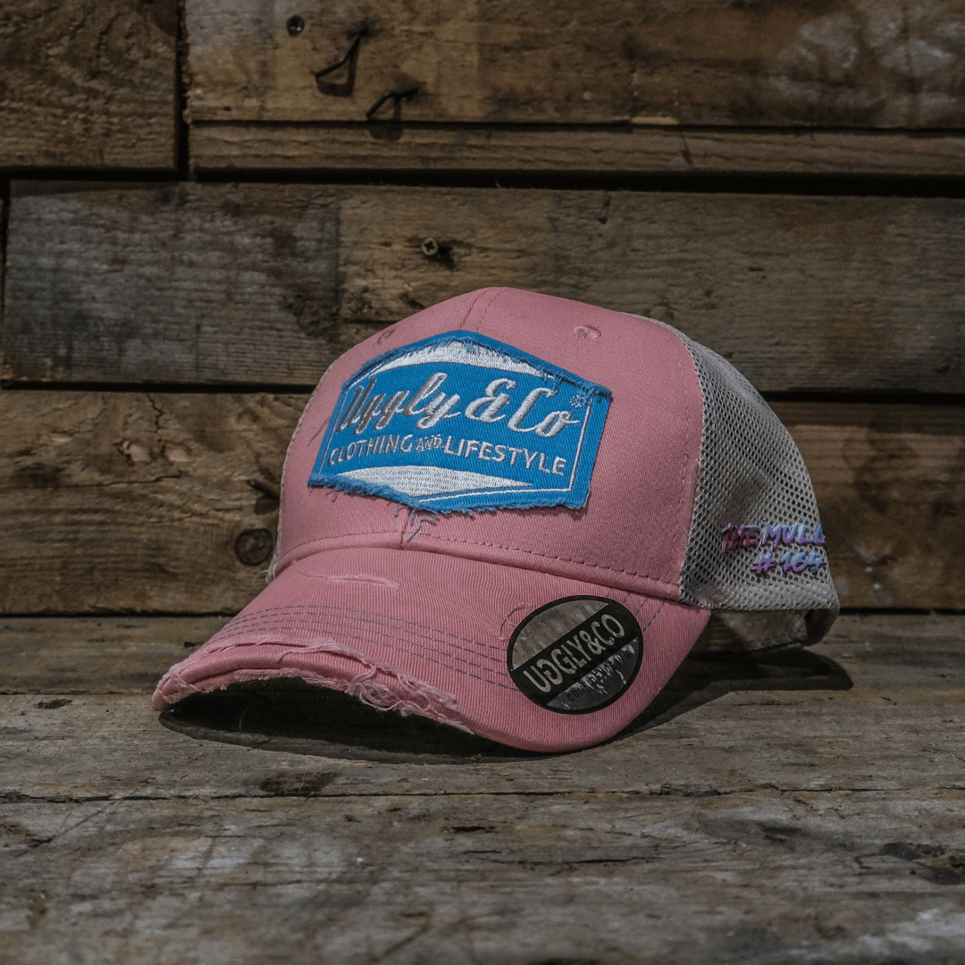 Pastel Pink & Blue Diamond Trucker Hat by Uggly & Co