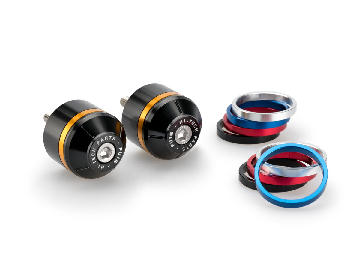 Puig Short Bar End Weights With Coloured Rim (Black)