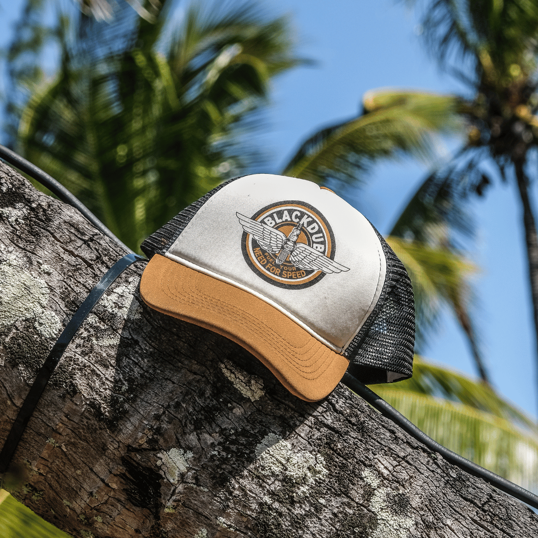 Black Dub Garage Circle Wings Trucker Hat by Uggly & Co