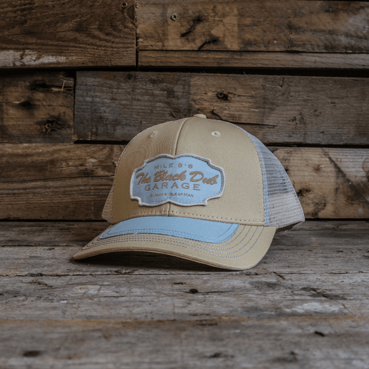 Beige & Sky Blue Black Dub Garage Trucker Hat by Uggly & Co