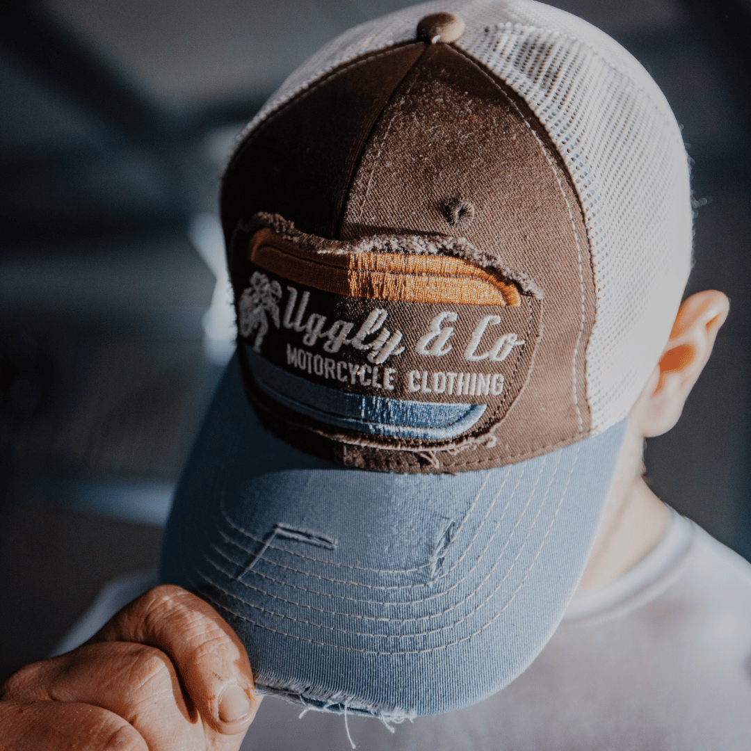 Dusty Blue Flat Track Trucker Hat by Uggly & Co