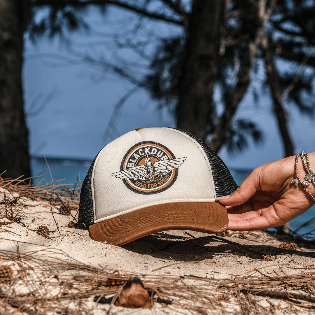 Black Dub Garage Circle Wings Trucker Hat by Uggly & Co