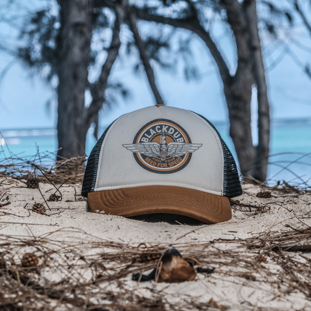 Black Dub Garage Circle Wings Trucker Hat by Uggly & Co