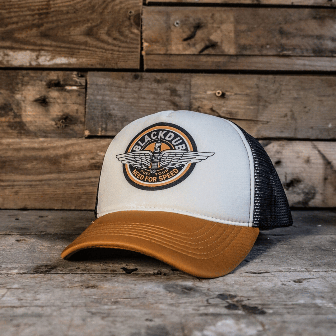 Black Dub Garage Circle Wings Trucker Hat by Uggly & Co
