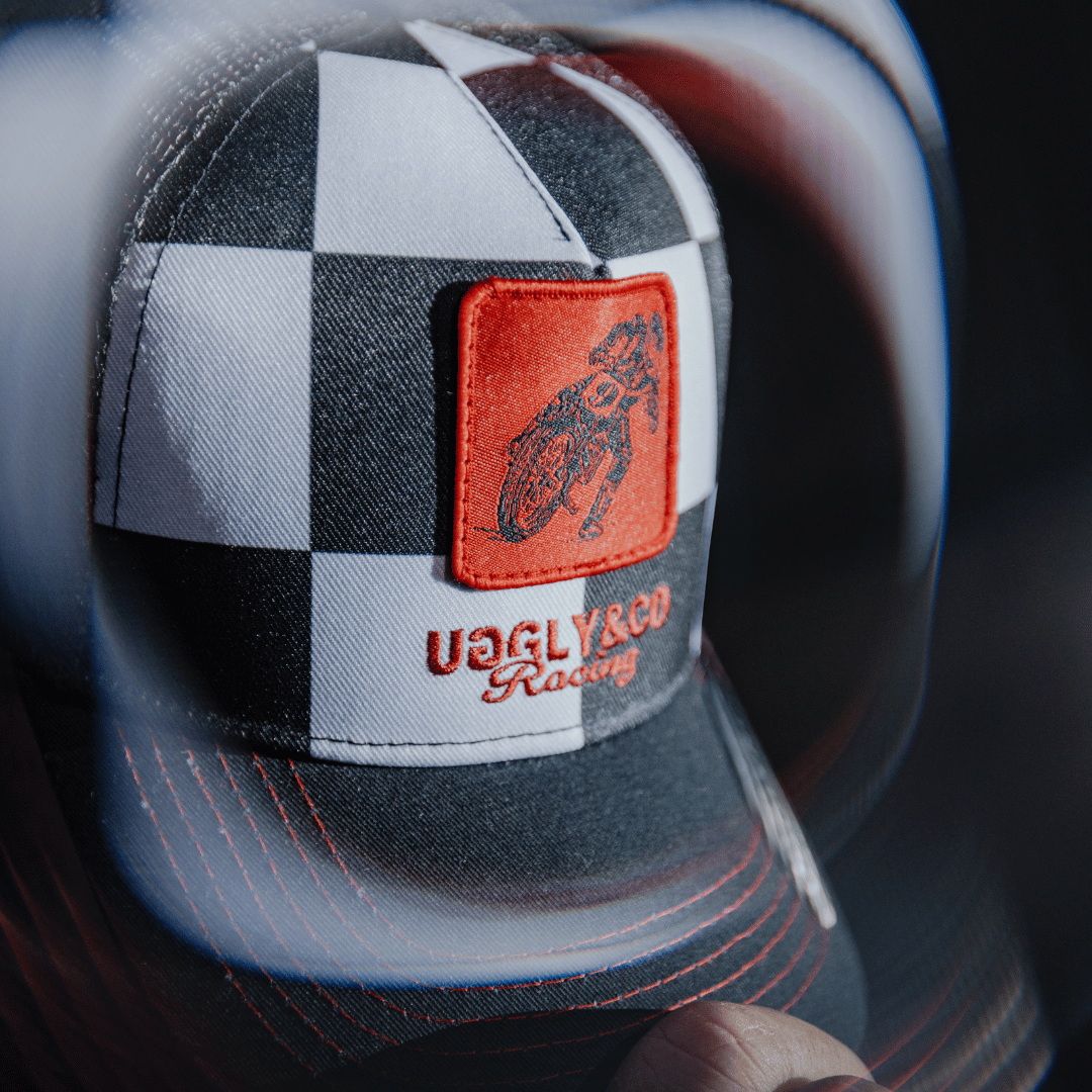 Chequered Flat Track Trucker Hat by Uggly & Co
