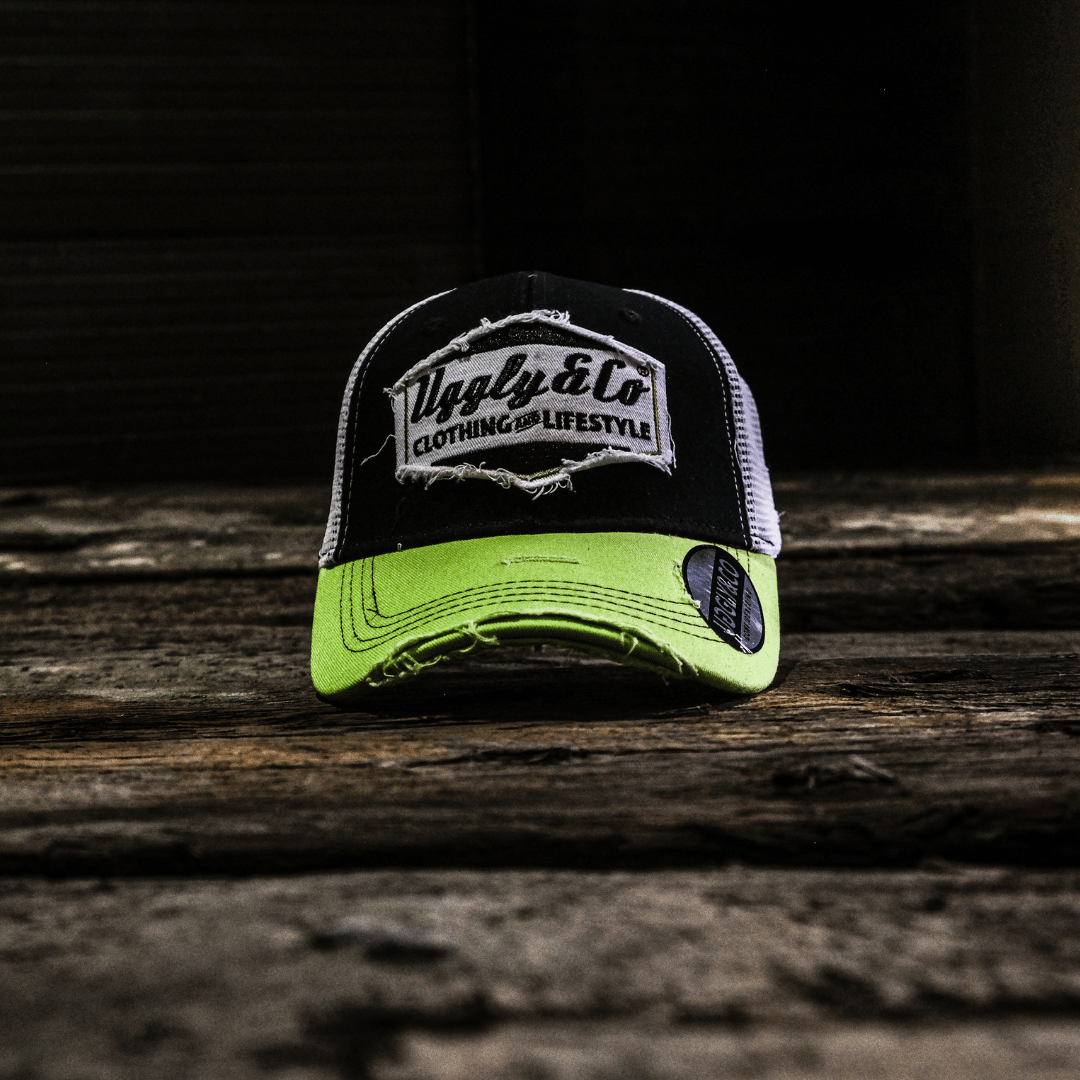 Yellow & White Diamond Trucker Hat by Uggly & Co
