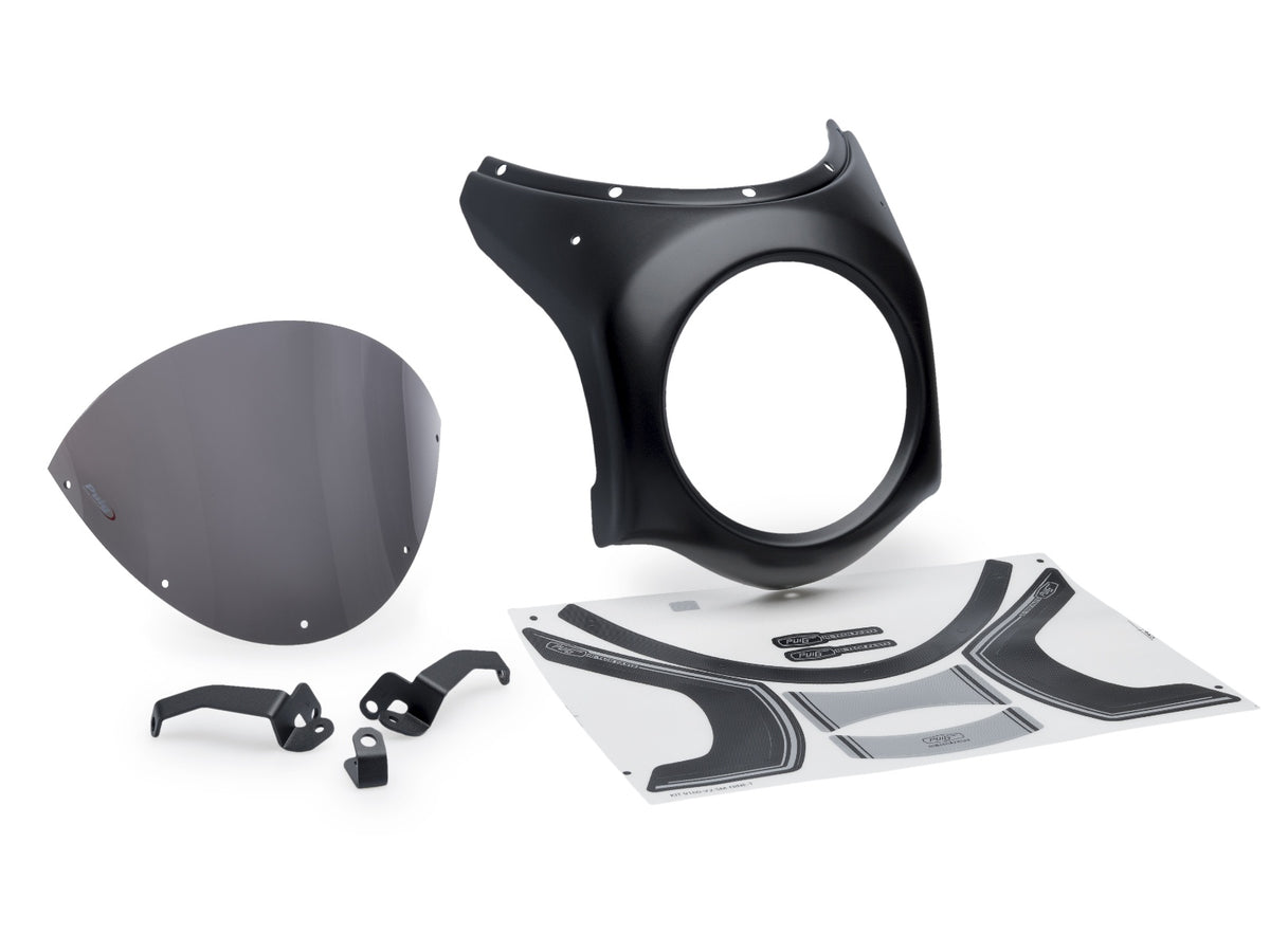 Retro Black Semi Fairing And Screen 180mm - Dark Smoke