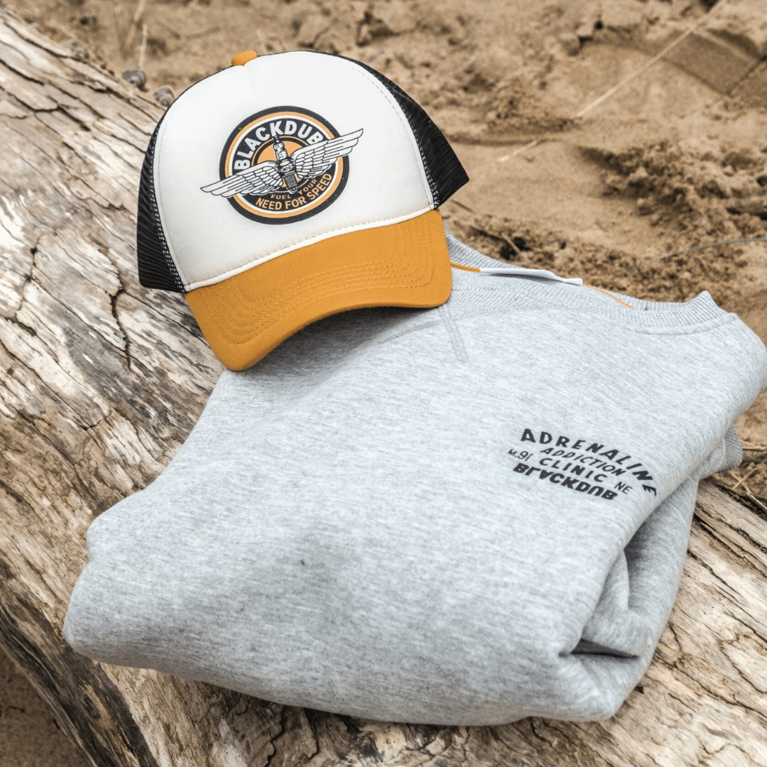 Black Dub Garage Circle Wings Trucker Hat by Uggly & Co