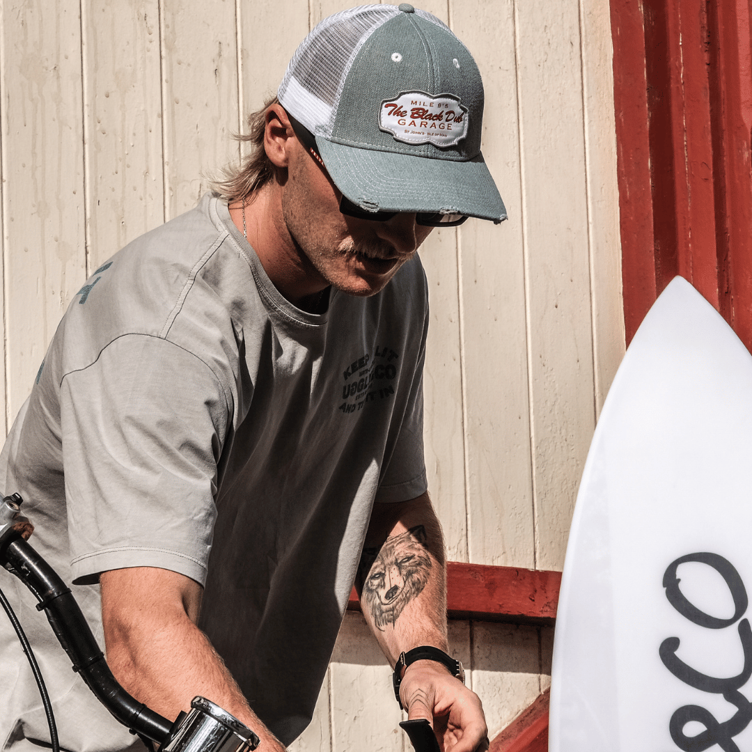 Denim Garage Trucker Hat by Uggly & Co