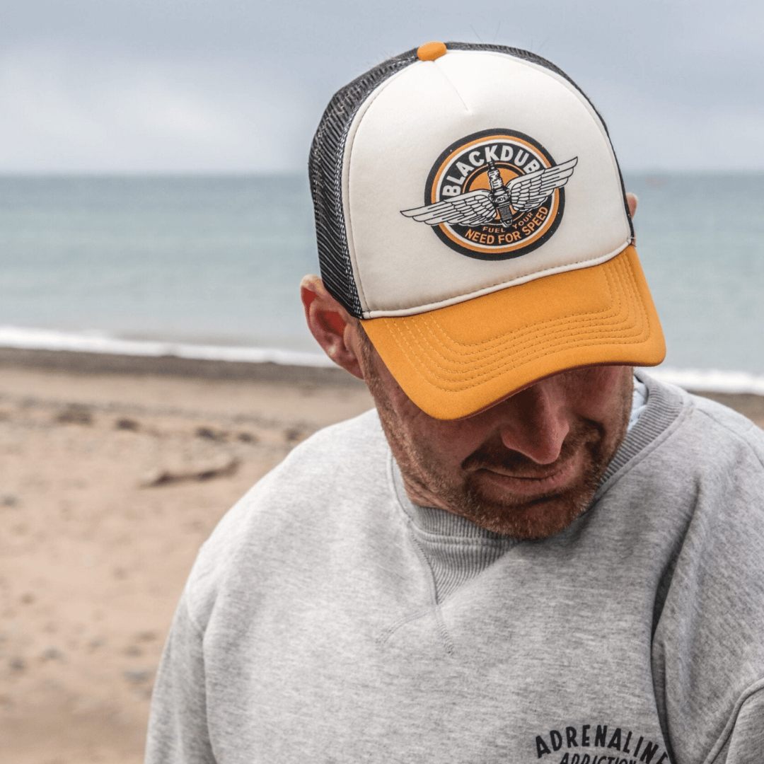 Black Dub Garage Circle Wings Trucker Hat by Uggly & Co