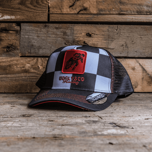 Chequered Flat Track Trucker Hat by Uggly & Co