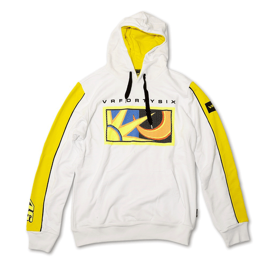 MotoGP Mens Fleece Hoodie Rossi #46 - White (Small)
