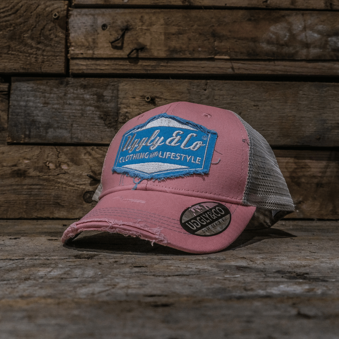 Pastel Pink & Blue Diamond Trucker Hat by Uggly & Co